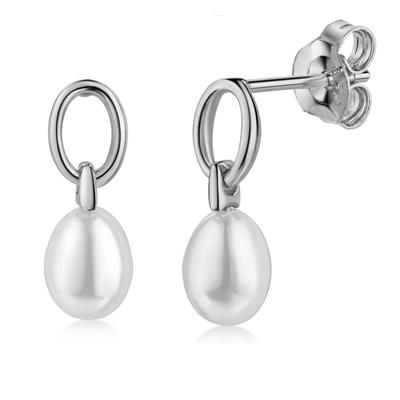 Paar Ohrstecker FIRETTI "Schmuck Geschenk Silber 925 Ohrringe Perl-Design in Tropfenform", silber (silberfarben, weiß), Ohrringe, Damen, Perlen Silber 925 (Sterlingsilber), Perlen, Silber 925 (Sterlingsilber), Made in Germany - mit Süßwasserzuchtperle
