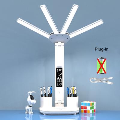Evergreen Home Goods Rechargeable Table Lamp For Study, Desk Lamp With Fan And LED Clock, Reading Light clock Plug In