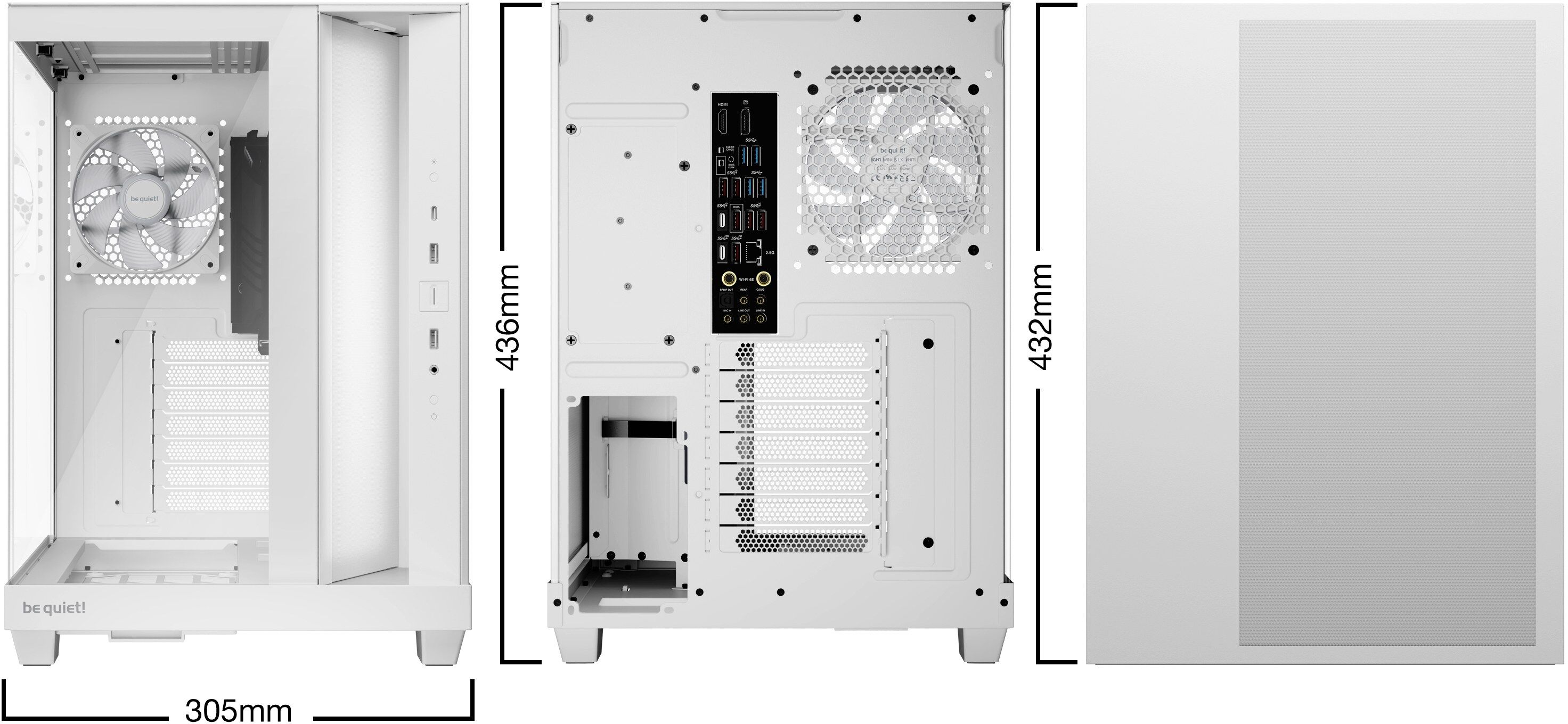 be quiet! Light Base 500 LX ARGB Tempered Glass Midi Tower PC Case - White
