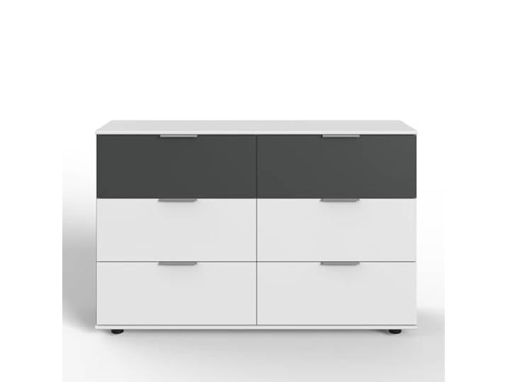 Lomadox Kommode Schubkastenkommode mit 6 Schubladen, weiß und Graphit