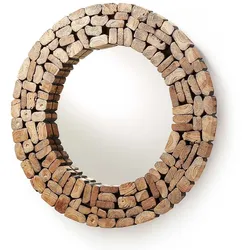 Design Spiegel mit Teakholz Rahmen Rund