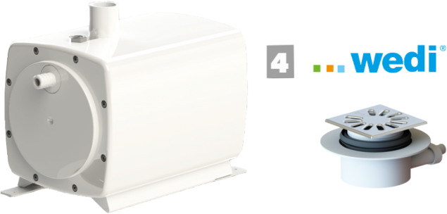 SFA SaniFloor Schmutzwasserhebeanlage 0055P für befliesbare Duschtasse, Gesamthöhe 60 mm, weiß