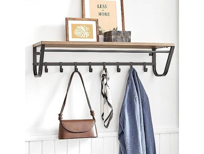 ACAZA Lange garderobe voor de muur of wand - 90 cm lang - Esdoornhout Bruin