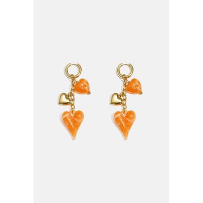 Paar Ohrhänger ADELIA´S "LIVAYA", Damen, Gr. Damen, orange, Edelstahl, Ohrringe, Die mehrgliedrigen Herzanhänger wirken modisch.