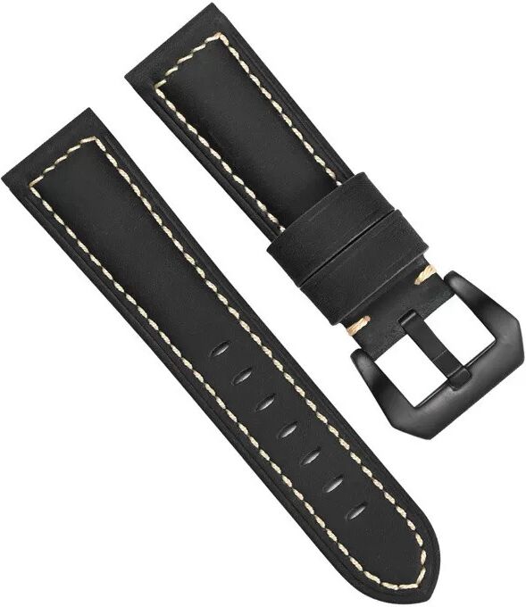 INF Echtleder-Uhrenarmband Schwarz 20 mm