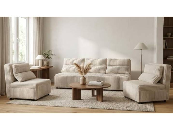 Family Meble Kimo Sitzgruppe, Sofa und 2 Sessel – Beige – 1