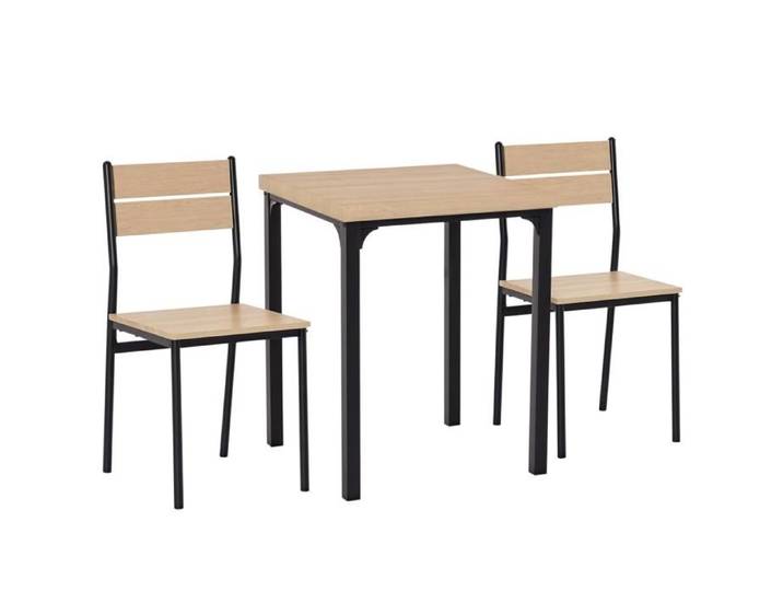LIA Ensemble table+2 chaises encastrables chêne clair pour cuisine salon