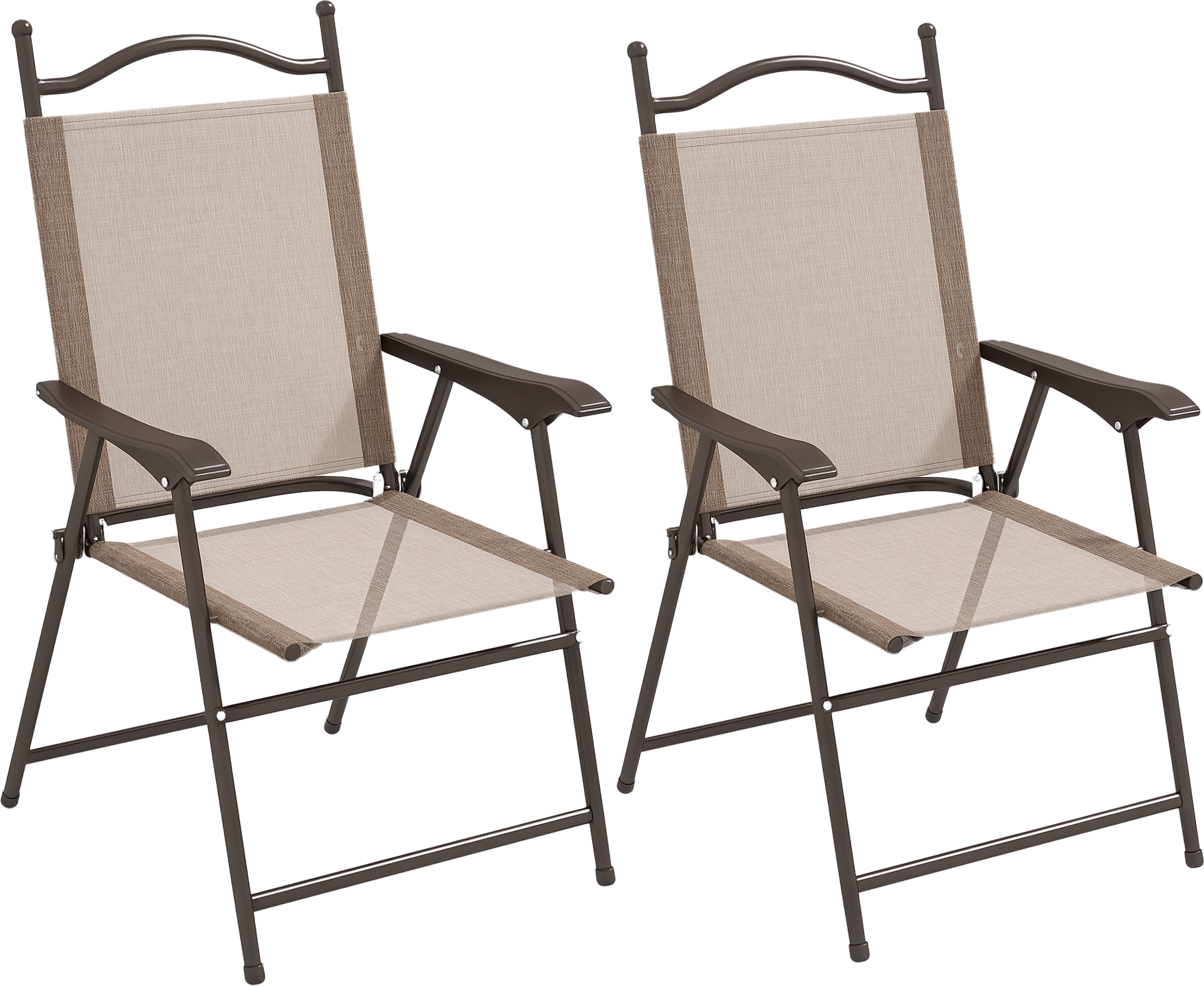 Altro Set 2 Sedie Pieghevoli Da Giardino Con Braccioli E Seduta In Tessuto Traspirante, Marrone