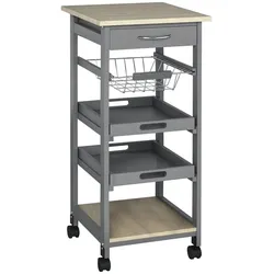 Helloshop26 - Praktischer Küchenwagen Küchenrollwagen 37 x 37 x 82 cm mit abnehmbaren Ablagen und Schublade Skandinavisch zeitgemäß 21_0000999