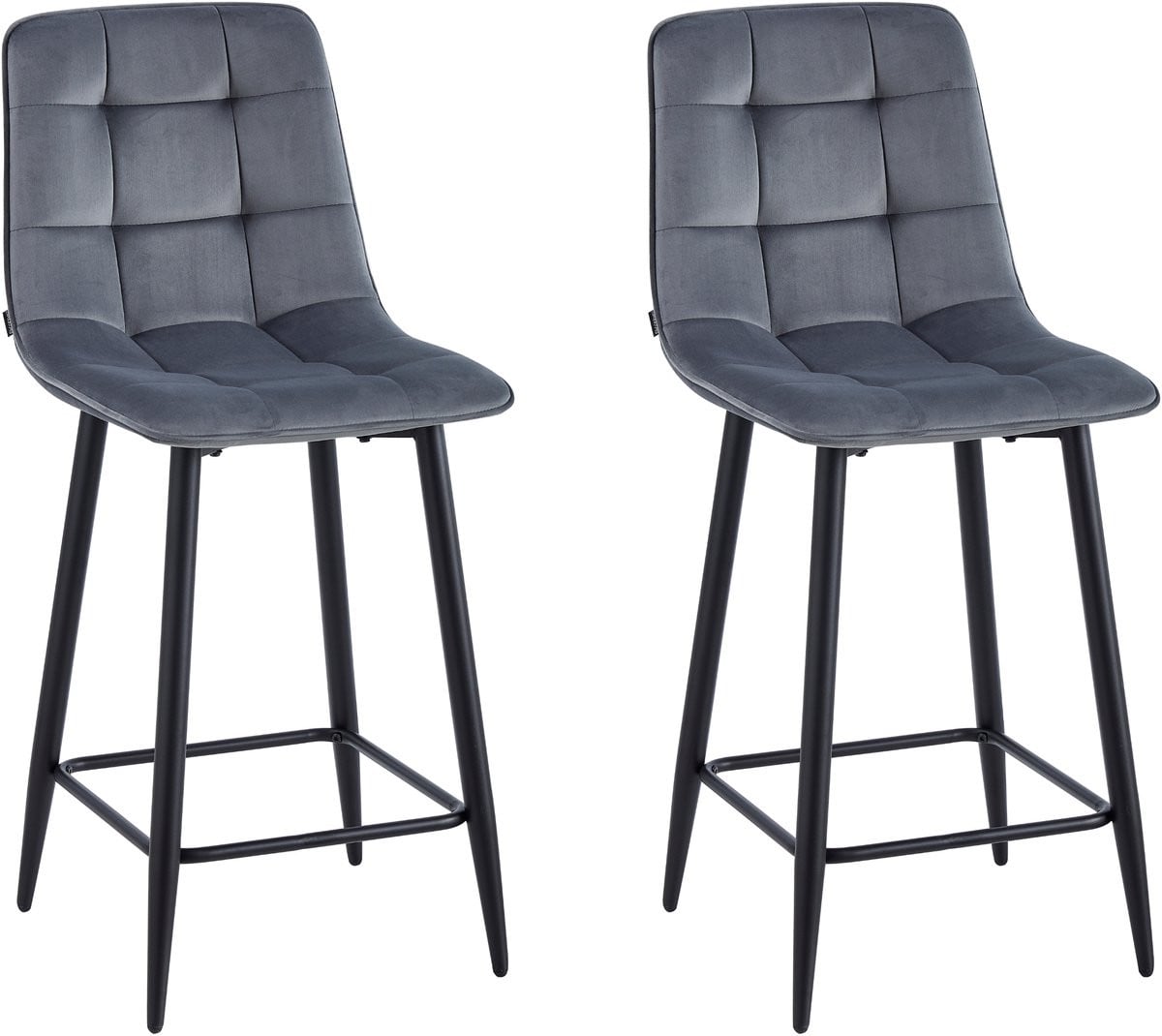 Colenis Luciano Barkruk Set van 2 - Grijs Fluweel - Design
