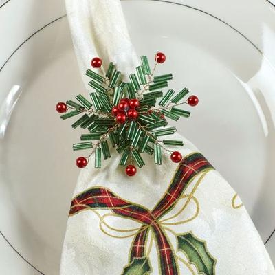 C & F Enterprises Inc Holiday Napkin Rings Green Set of Four, Set of Four, Green