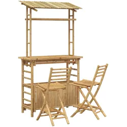 vidaXL, Gartentisch + Balkontisch, Bambus-Bar-Set (110 x 55 x 210 cm)