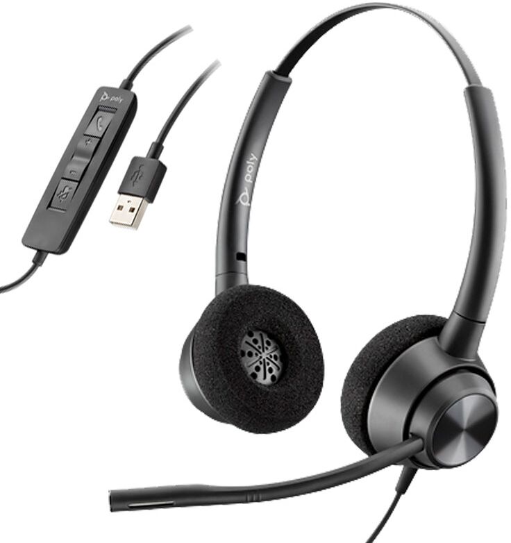 Poly Plantronics - EncorePro 320 USB-A Casque Duo léger USB-A avec perche micro flexible et réduction des bruits parasites