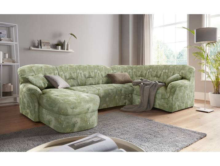 DOMO collection Bahia U-Form, B/T: 308/200 cm, mit Federkern, belastbar bis 140kg/Sitz Microfaser, natur