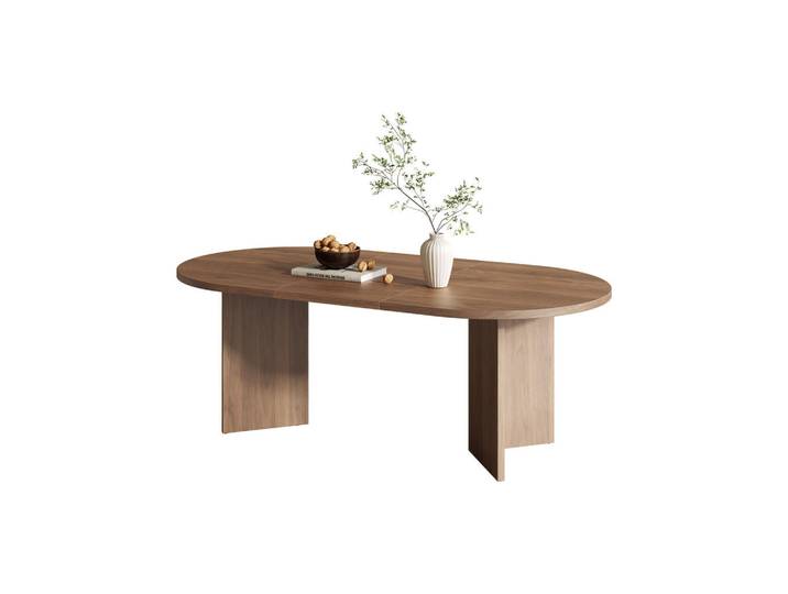 Flieks Esstisch 160x80cm Nussbaum Abgerundete Ecken Modern, Walnussfarben, 160x75x80 cm, Esszimmer, Esstische