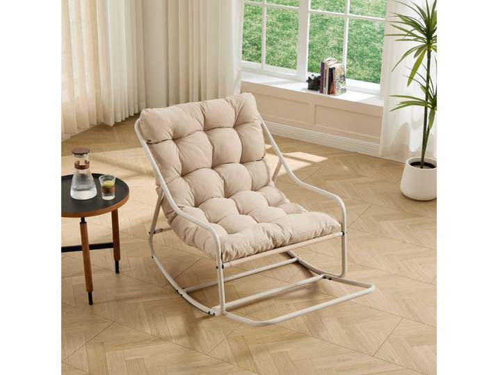 BBWL Schaukelstuhl mit dickem Sitzkissen, ergonomischer Relaxsessel, Outdoor Schaukelstuhl für Wohnzimmer Schlafzimmer Balkon