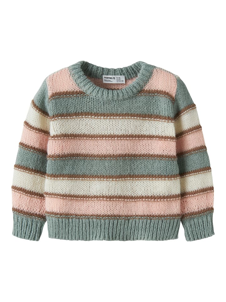 name it Pullover ''Lernort'' in Grün/ Rosa/ Beige - 98