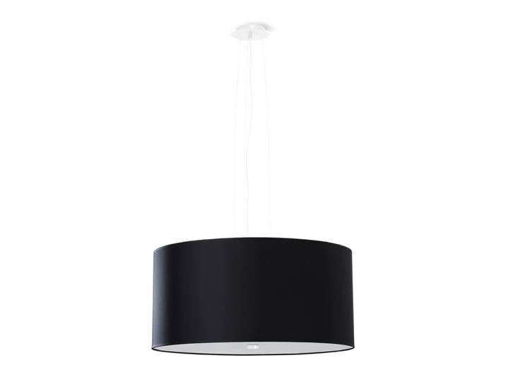 Lustre tissu/verre/acier noir h 115 cm