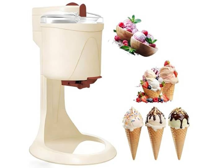 HuanSebesity Eismaschine Für Zuhause 1l,Selbstgemachte Eiscreme-Maschine,Abnehmbarer Rührflügel & Transparenter Deckel,Schnelle Zubereitung,Für Desserts,Joghurt & Sorbet