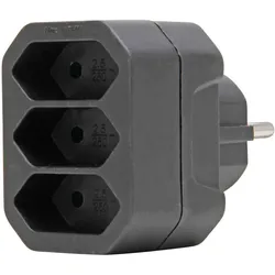 Kopp 471305006 3-fach Adapter: Anschluss für 3 Euro-Stecker (3x 2, 5A), erhöhter Berührungsschutz, Farbe: schwarz  - 10 Stück