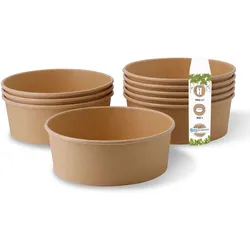 BIOZOYG 300 Stück runde Einwegschalen 1000ml - Kraftkarton-Bowlschalen Pappschalen Salatschalen, Schalen für Salate, Nachhaltige Einwegschüsseln