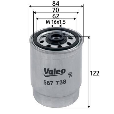 VALEO Kraftstofffilter 587738 Anschraubfilter 122mm GewindemaßM16x1.5 für Volvo