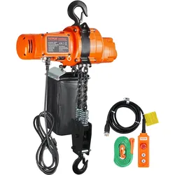 VEVOR Elektrischer Kettenzug, 998 kg Tragkraft, 3 m Hubhöhe, Seilhebezug, einphasige elektrische Seilwinde mit G80-Kette,  3 m Kabelfernbedienung, Ideal für Garagen, Geschäfte, Hotels