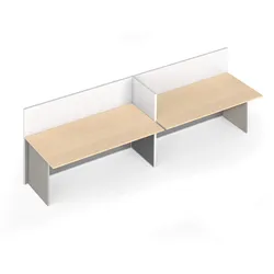 Büroschreibtisch mit Magnettafel-Trennwänden, 2 Plätze, grau/Birke