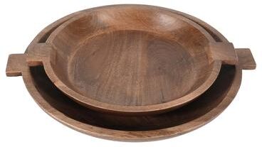 BIDK Home Brown Wooden Bowl Set of 2