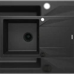 DEANTE Einbauspülbecken Schwarz eckig Granitoptik beidseitig montierbar