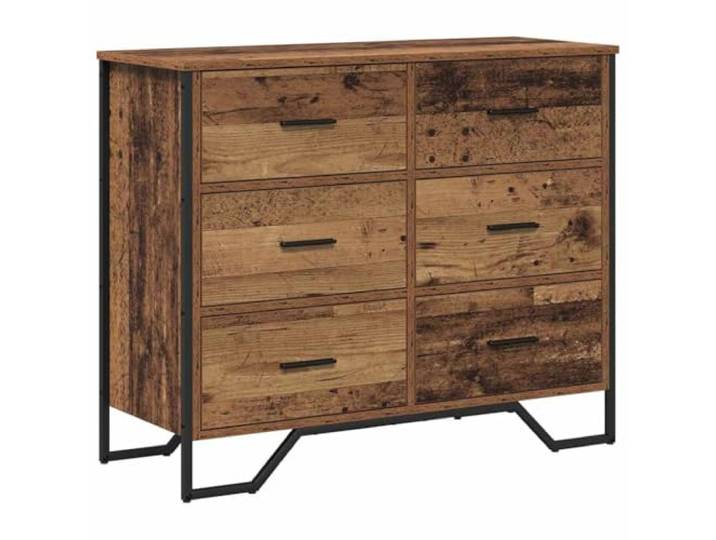 Schubladenkommode 6-Schubladen Altholz 91 x 35,5 x 74,5 cm Vertikales Design spart Platz, Ingenieurholz, geräumige Schubladen, modernes minimalistisches Design, einfache Pflege