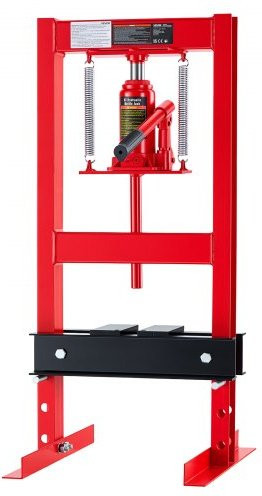 VEVOR hydraulische werkplaatspers 6 t, H-frame van rood koolstofstaal, rood, 4 hoogte-instellingen van 50 tot 230 mm