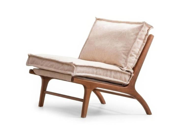 JVmoebel Loungesessel Sessel Modern Beige Bequem Lounge Massivholz Polstersessel Design
