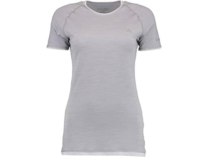 Schöffel Damen Merino Sport Shirt 1/2 Arm W, temperaturregulierendes Unterhemd, atmungsaktives Funktionsunterwäsche-Shirt in Wollqualität, Light Grey, S
