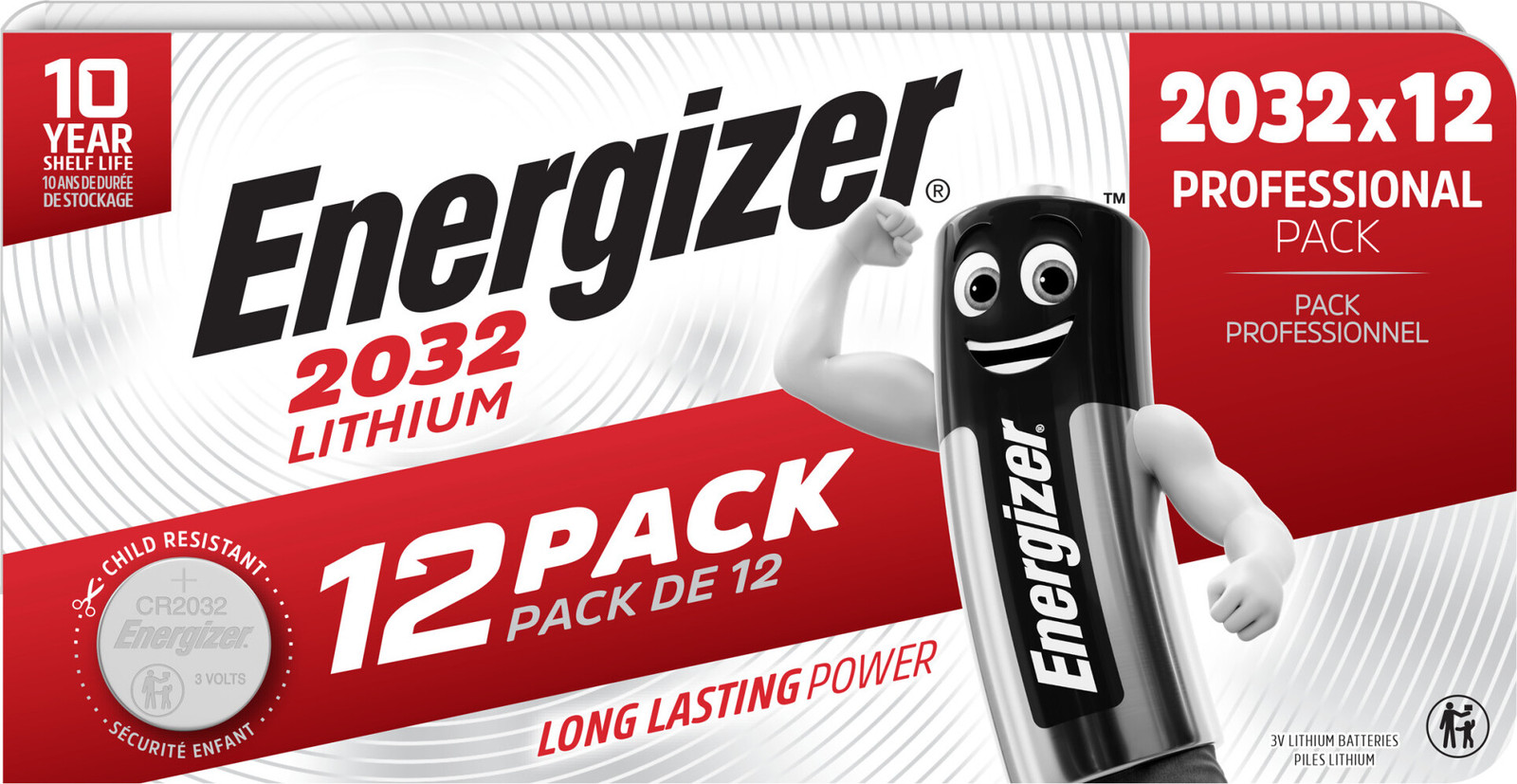 Energizer knoopcel CR2032 E303693100 lithium, 12 stuks
