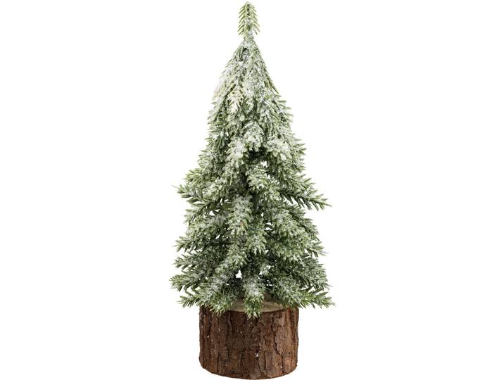 Winterliche Kunstpflanze CREATIV GREEN Tannenbäumchen , grün, H:19cm, Kunststoff, Kunstpflanzen, Winterliche Kunstpflanze, auf Holzfuß