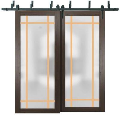SartoDoors Planum 2113   Closet Door Bypass Barn Door   Solid Wood   Hardware Set   36x80, Chocolate Ash Bedroom Door