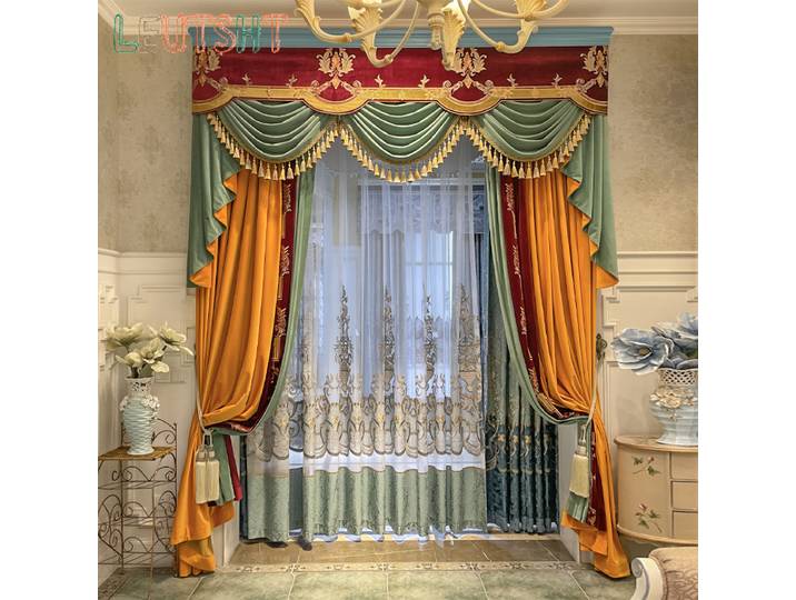 Rideaux occultants en velours brodés de Style européen pour salon et chambre à coucher, rideaux de Villa personnalisés, rideaux en Tulle brodés haut de gamme