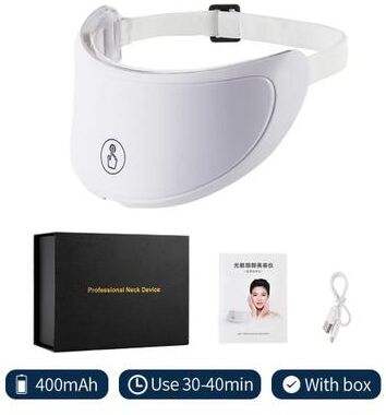 Inspired Finds 7 Color LED Neck Light Therapy Mask For Anti Aging Skin Tightening And Neck Care with Box