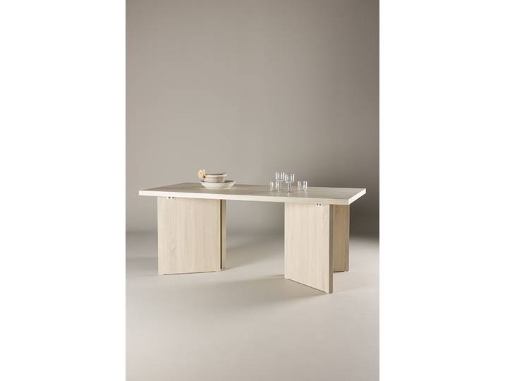 Esstisch VENTURE HOME Bassholmen, rechteckiger Esstisch, 180 × 90 cm , beige (weißgewaschen, weißgewaschen), B:90cm H:75cm T:90cm, Tische, Esstisch, Esszimmertisch, MDF, rechteckig, einheitlich, einladend, robust