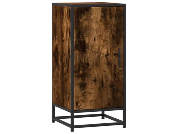 HGFDVCMR Sideboard Räuchereiche 35,5x35x76 cm Beistellschrank Kommode Kompakter Aufbewahrungsschrank im Industrie-Design für Flur und Wohnzimmer mit stabiler Metallkonstruktion und Tür.