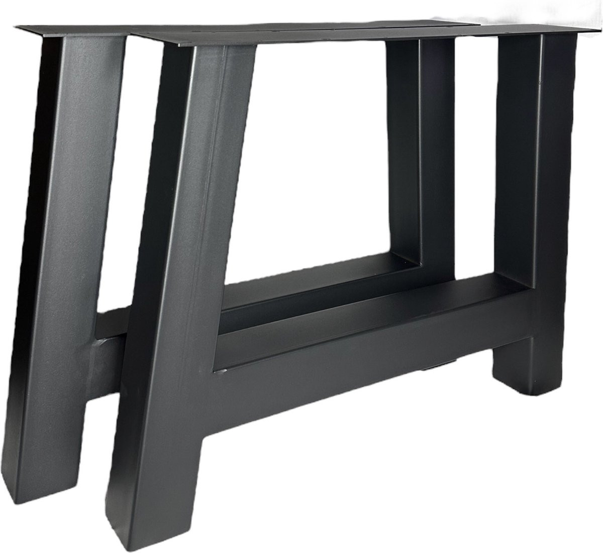 Maison DAM 2x Industriële Tafelpoot A met koker 10x10 cm, Hoogte: 72 cm, Mat Zwart Fijn Structuur