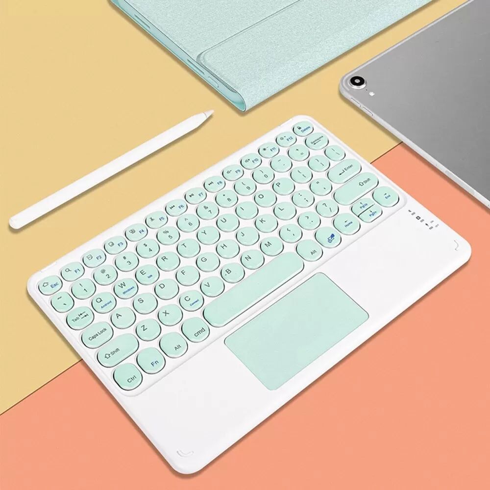 INF Bluetooth-Tastatur mit runden Tasten und Touchpad – Kompatibel mit iPad, Tablets und Smartphones Grün