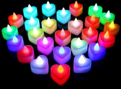 Uplift Treasures 24 Piece Flameless LED Tealight Candles For Wedding And Party Decor heart Rgb 24pcs