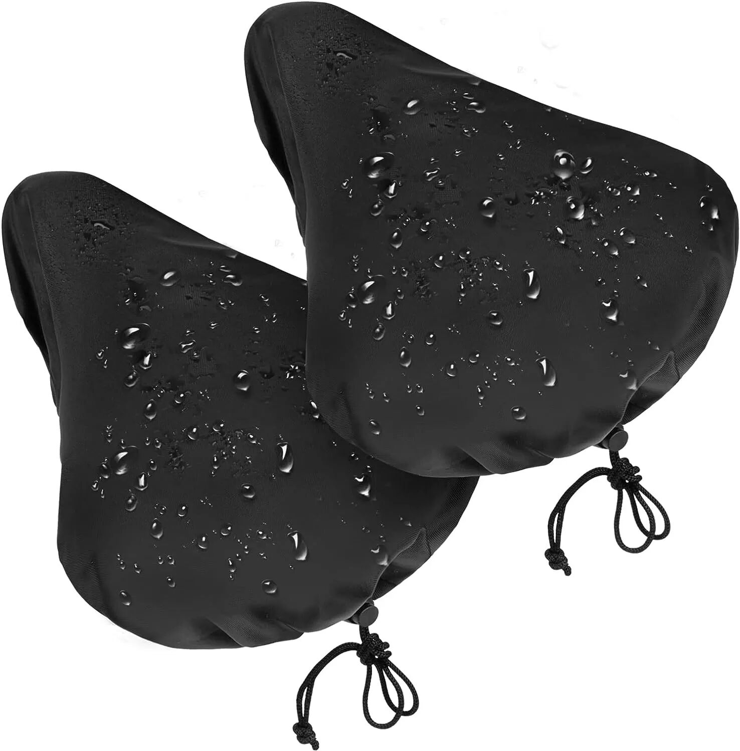 INF 2er-Pack wasserdichter Sattelbezug mit Kordelzug / Regenschutz für Fahrradsattel Schwarz