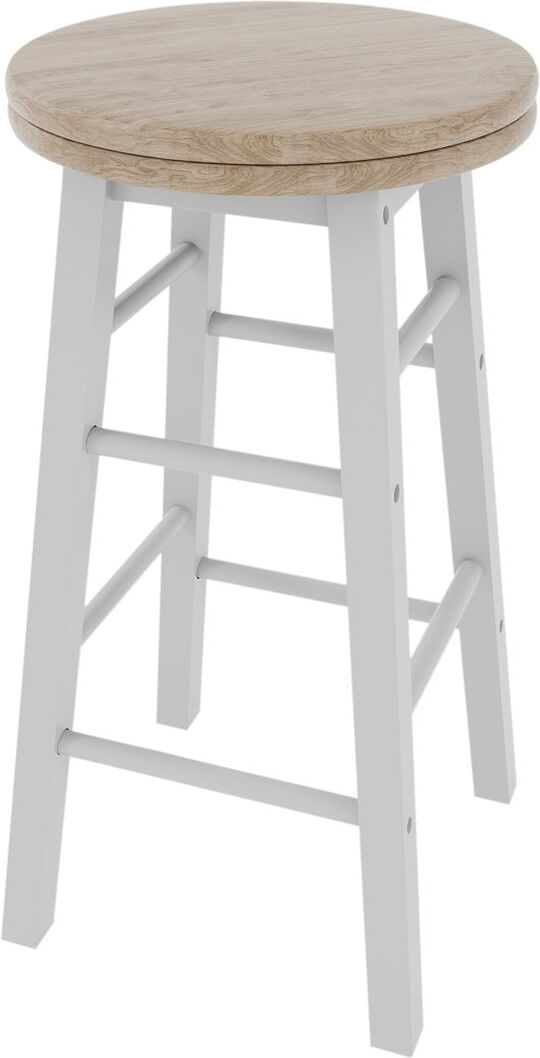 Mistana Swivel Solid Wood Bar Stool with Solid Wood Frame Oak/White 64cm H X 32cm W X 32cm D