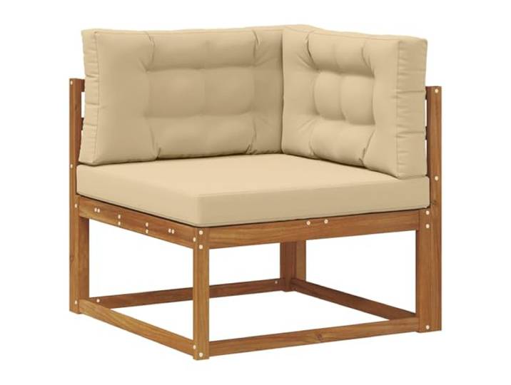 KTHLBRH 6-teiliges Sofaset für den Außenbereich aus Akazienholz Modulares Lattenrost-Design, abnehmbare Kissen, für Garten und Terrasse