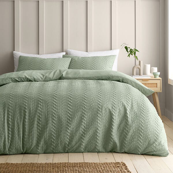 Catherine Lansfield Heatset Wave King Duvet Set Mint Green