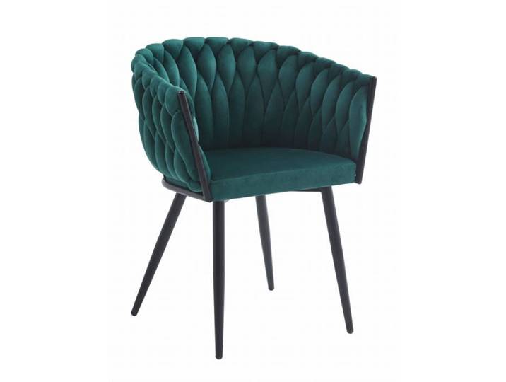 Chaise ORION velours vert - design scandinave pieds métal assise matelassée 1 place