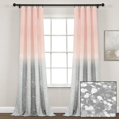 "Lush Decor Glitter Ombre Metallic Print Window Curtain Panel Pair - 84"" x 52"""